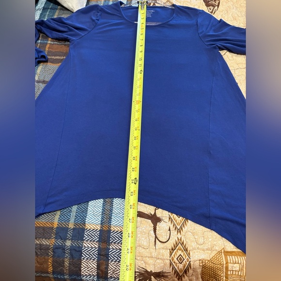 Chico's Blue Asymmetrical handkerchief Hem Top women’s 0 US small - Picture 6 of 8